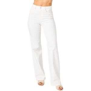 Judy Blue Wide Leg Jeans Size 16W White NEW Braided Waist High Rise JB88781